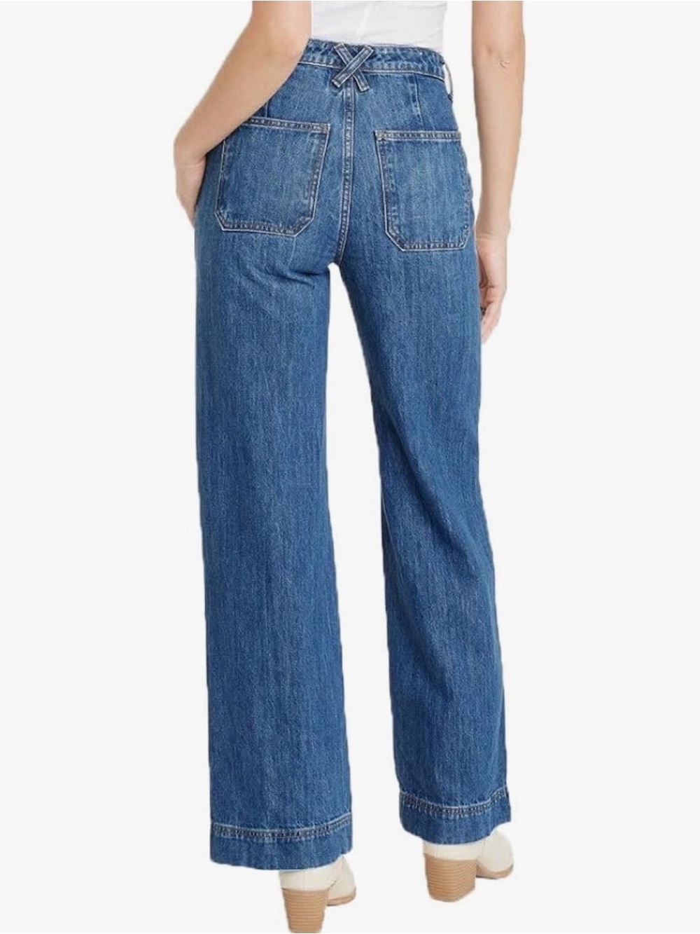 🆕 Universal Thread High-Rise Wide Leg Trouser Jeans in Medium Blue, Size 0 - Picture 2 of 11
